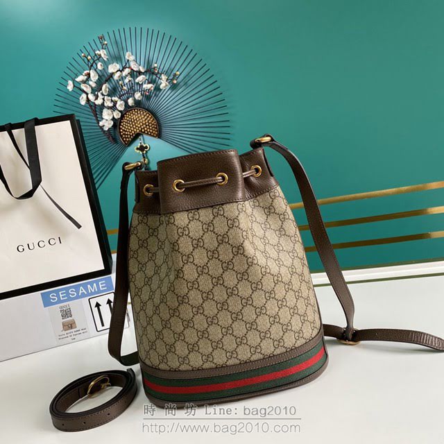 Gucci古馳包包 G家新款女包 款號:540457 古奇啡色肩背水桶包  gdj1237